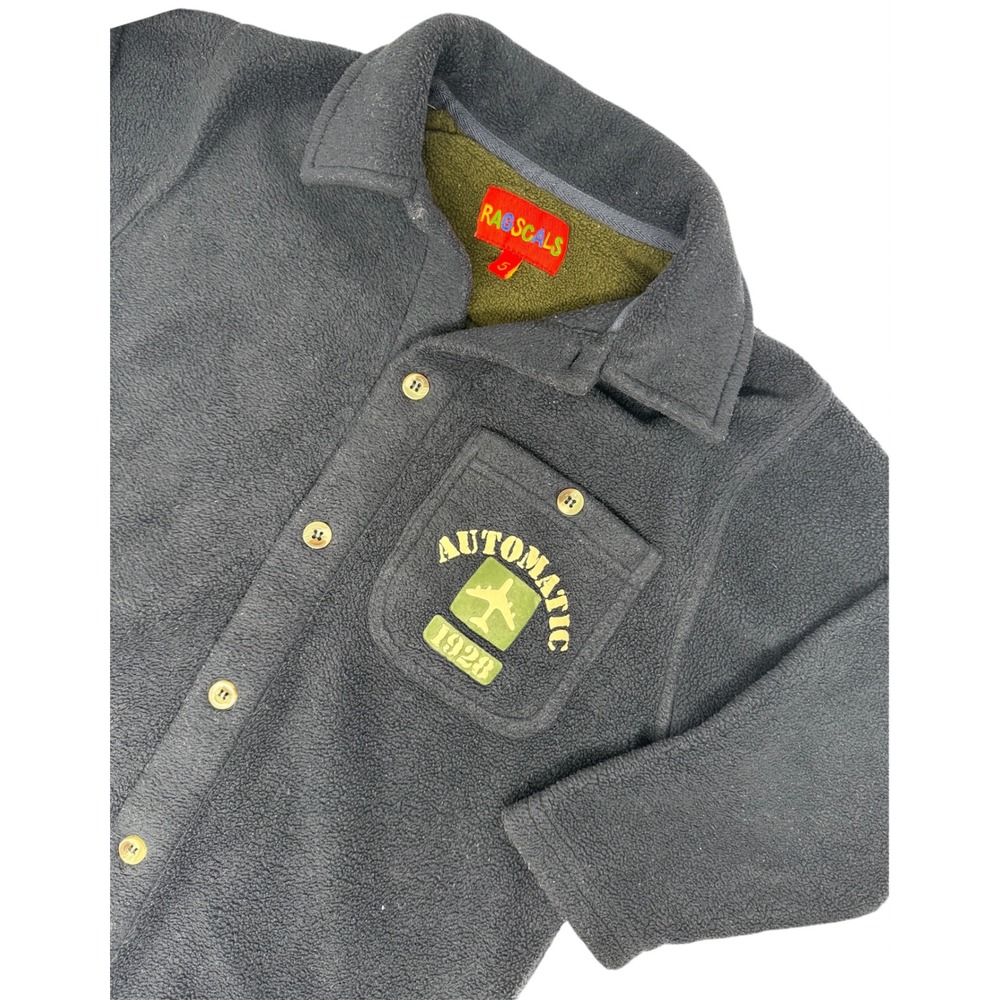 RAGSCALS Kids‎ Boy Fleece Button Up Shirt Automatic Airplane Logo Size 5 Vintage